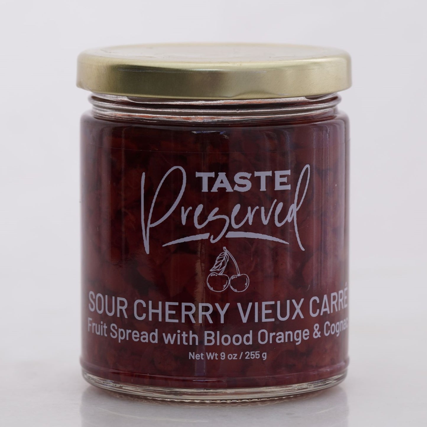Sour Cherry Vieux Carre jar from the front